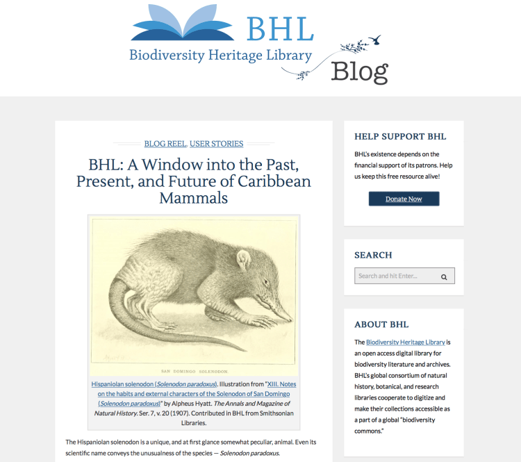 Check out our featured blog with the Biodiversity Heritage Library.